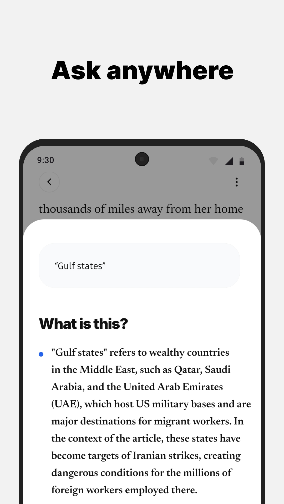 Ask Anywhere feature
